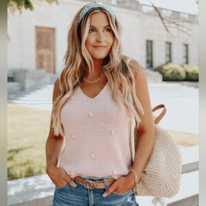 Blu Pepper Cream Knit Sleeveless Top Women's Large